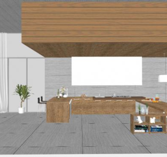 极简风格厨房sketchup模型下载_sketchup草图大师SKP模型