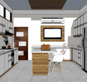 简约家居厨房设计SU模型下载_sketchup草图大师SKP模型
