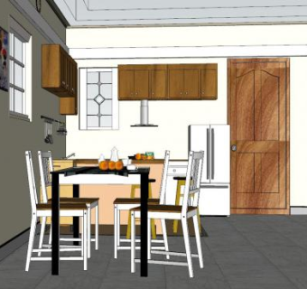 现代小户型厨房SU模型下载_sketchup草图大师SKP模型