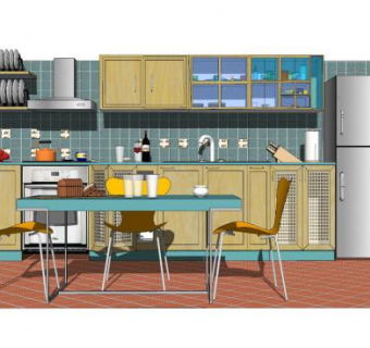 现代欧式风格厨房SU模型下载_sketchup草图大师SKP模型