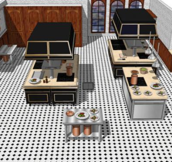 别墅家居大厨房SU模型下载_sketchup草图大师SKP模型