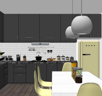 北欧厨房家居SU模型下载_sketchup草图大师SKP模型