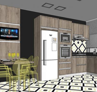 北欧厨房餐厅SU模型下载_sketchup草图大师SKP模型