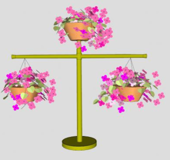 立式交叉花架SU模型下载_sketchup草图大师SKP模型