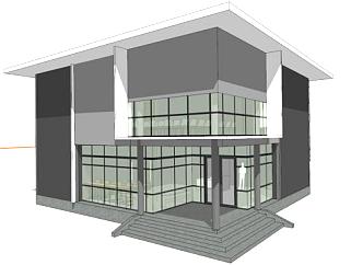 两层简易办公楼su模型下载_sketchup草图大师SKP模型