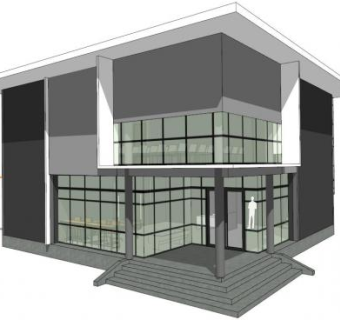 两层简易办公楼su模型下载_sketchup草图大师SKP模型