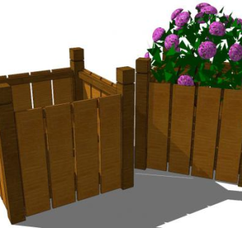 木质花箱su模型下载_sketchup草图大师SKP模型