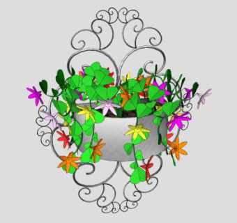 壁式盆栽花架SU模型下载_sketchup草图大师SKP模型