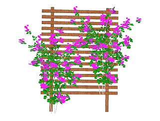 木棚架植物SU模型下载_sketchup草图大师SKP模型