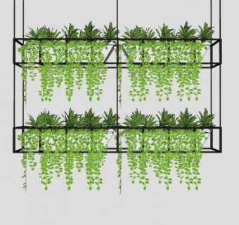 黑色金属花架盆栽SU模型下载_sketchup草图大师SKP模型
