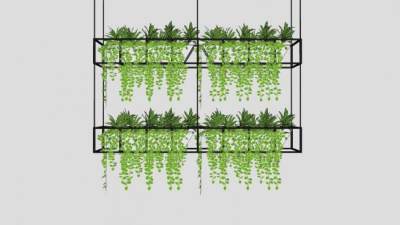 黑色金属花架盆栽SU模型下载_sketchup草图大师SKP模型