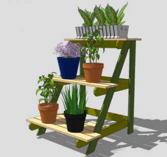 梯形植物花架SU模型下载_sketchup草图大师SKP模型