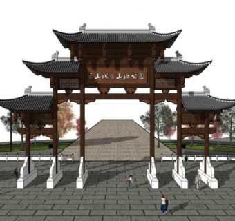 公园大门su模型下载_sketchup草图大师SKP模型