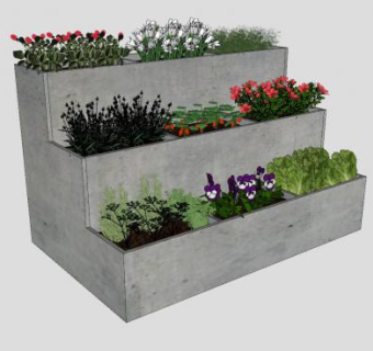 梯形花架花箱SU模型下载_sketchup草图大师SKP模型