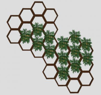 壁式蜂窝植物花架SU模型下载_sketchup草图大师SKP模型