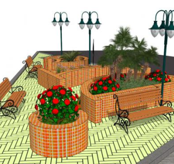 欧式花坛su模型下载_sketchup草图大师SKP模型