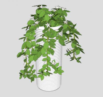 瓷花瓶盆栽SU模型下载_sketchup草图大师SKP模型