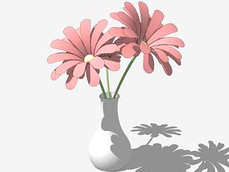 淡粉色花瓶植物SU模型下载_sketchup草图大师SKP模型