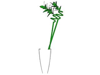 花瓶装饰植物sketchup模型下载_sketchup草图大师SKP模型