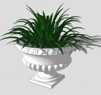 户外花钵植物SU模型下载_sketchup草图大师SKP模型