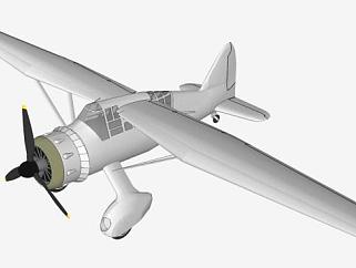 三叶螺旋桨飞机su模型下载_sketchup草图大师SKP模型