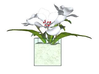 方形花瓶花卉装饰SU模型下载_sketchup草图大师SKP模型