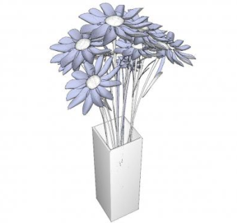 向日葵花瓶摆件SU模型下载_sketchup草图大师SKP模型