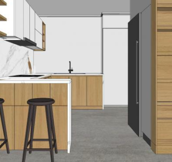 北欧简约厨房设计SU模型下载_sketchup草图大师SKP模型