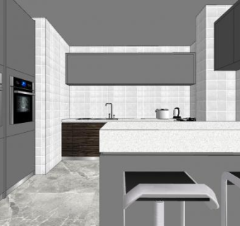 港式后现代厨房SU模型下载_sketchup草图大师SKP模型