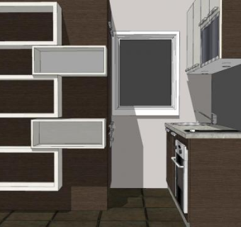 现代小型厨房橱柜sketchup模型下载_sketchup草图大师SKP模型