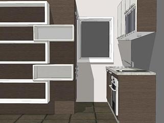 现代小型厨房橱柜sketchup模型下载_sketchup草图大师SKP模型