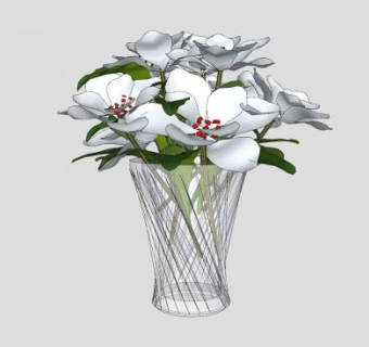 白花花瓶室内摆件SU模型下载_sketchup草图大师SKP模型