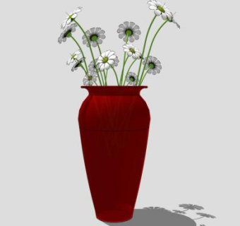 红宝石玻璃花瓶雏菊SU模型下载_sketchup草图大师SKP模型