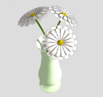 装饰瓷瓶花卉SU模型下载_sketchup草图大师SKP模型
