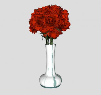 红玫瑰釉瓷瓶SU模型下载_sketchup草图大师SKP模型