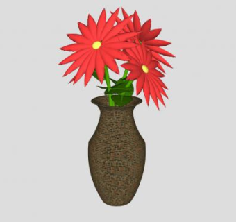 陶瓷花瓶花卉装饰SU模型下载_sketchup草图大师SKP模型