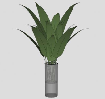 单绿叶花瓶SU模型下载_sketchup草图大师SKP模型
