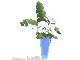 玻璃花瓶花卉摆件sketchup模型下载_sketchup草图大师SKP模型