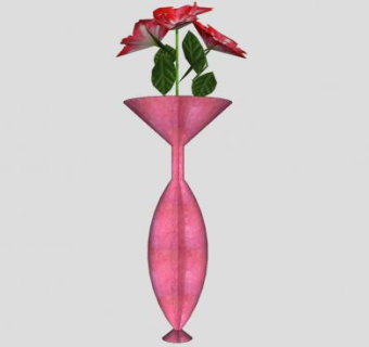 红色玻璃花瓶花卉SU模型下载_sketchup草图大师SKP模型