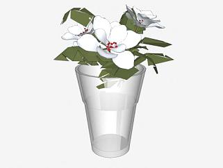 玻璃花瓶花卉摆件SU模型下载_sketchup草图大师SKP模型