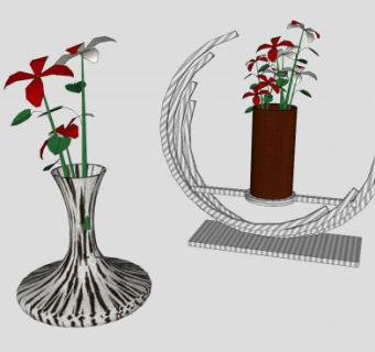 现代浴室花瓶摆件SU模型下载_sketchup草图大师SKP模型