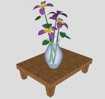 茶几上的花瓶摆件SU模型下载_sketchup草图大师SKP模型