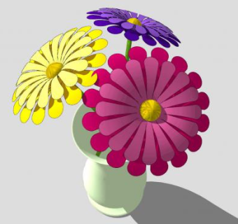 三色花陶瓷花瓶SU模型下载_sketchup草图大师SKP模型