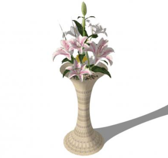 陶瓷花瓶百合花SU模型下载_sketchup草图大师SKP模型
