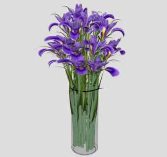 紫色花卉观赏花瓶SU模型下载_sketchup草图大师SKP模型