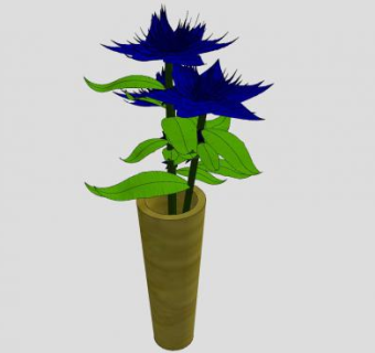 蓝花花瓶装饰SU模型下载_sketchup草图大师SKP模型