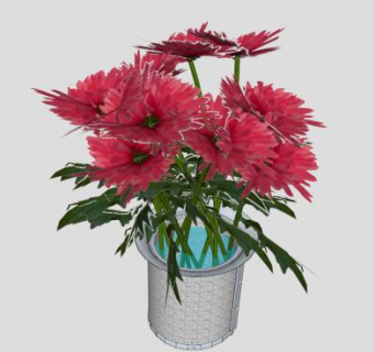 盛水花瓶红花装饰SU模型下载_sketchup草图大师SKP模型