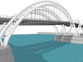 钢<em>结构</em>拉索拱桥su模型下载_sketchup草图大师SKP模型