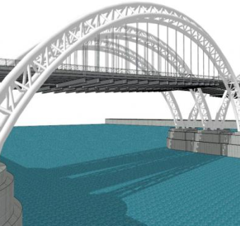 钢结构拉索拱桥su模型下载_sketchup草图大师SKP模型