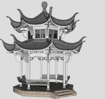 重檐八角亭su模型下载_sketchup草图大师SKP模型
